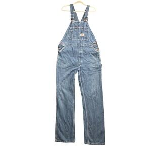 Vintage Round House Overalls Mens 36x34 USA Made Denim Workwear Bibs